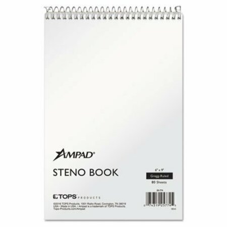 AMPAD/ OF AMERCN PD&PPR Ampad, STENO BOOKS, GREGG RULE, 6 X 9, WHITE, 80 SHEETS 25774